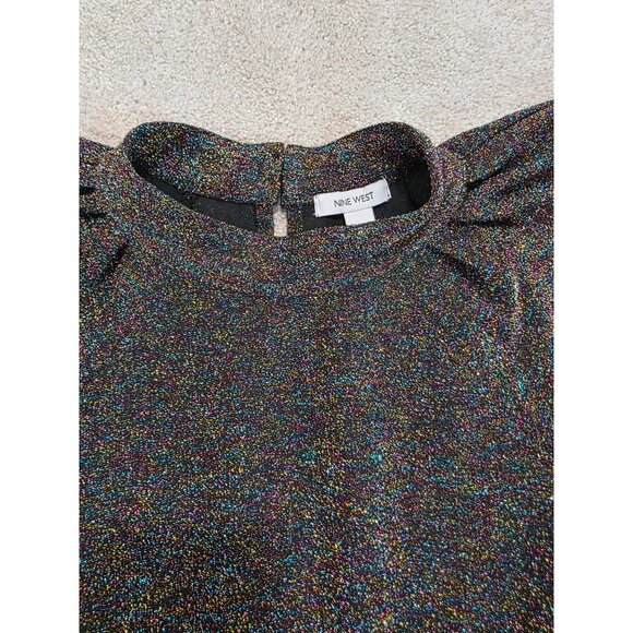 Metallic Shimmer Wide-Leg Jumpsuit With Waist Tie & Back Button Closure - Picture 8 of 9